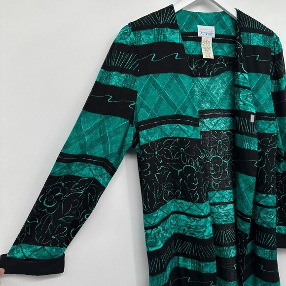 Vintage Jacket Cardigan Size 14 Open Front Long Sleeve Shoulder Pads Made in USA - Picture 2 of 9